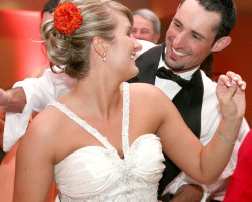 happy couple dancing at wedding reception